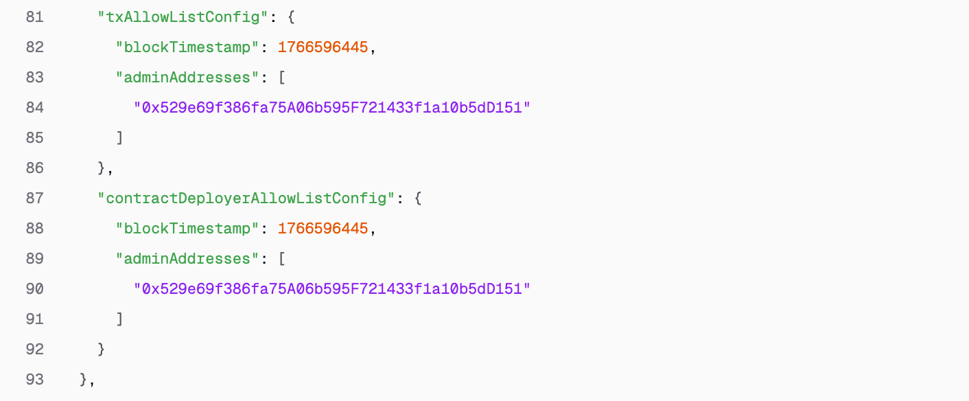 Access Restriction Genesis Configuration